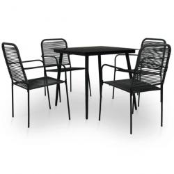 Mobilier à dîner d'extérieur 5 pcs Corde en coton et acier Noir 48569