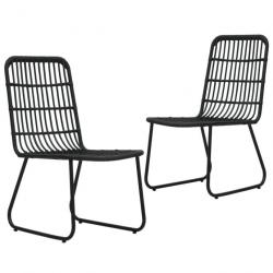 Chaises de jardin 2 pcs Résine tressée Noir 48584