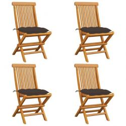 Chaises de jardin avec coussins taupe 4 pcs Bois de teck massif 3062591