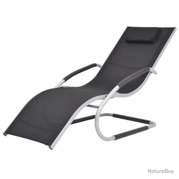 Chaise longue avec oreiller Aluminium et textilne Noir 47777