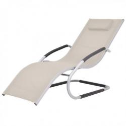 Chaise longue avec oreiller Aluminium et textilène Crème 47778