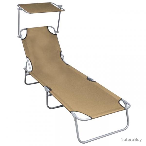 Chaise longue pliable avec auvent Taupe Aluminium 47773