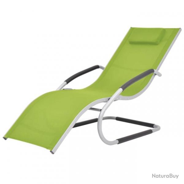 Chaise longue avec oreiller Aluminium et textilne Vert