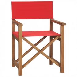Chaise de metteur en scène Bois de teck solide Rouge 47414