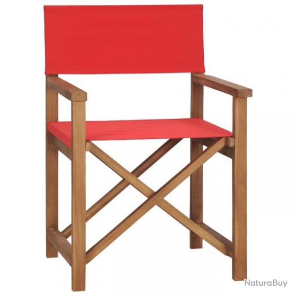 Chaise de metteur en scne Bois de teck solide Rouge 47414