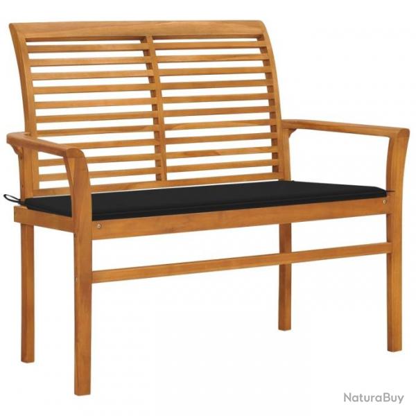 Banc de jardin avec coussin noir 112 cm Bois de teck massif 3062656