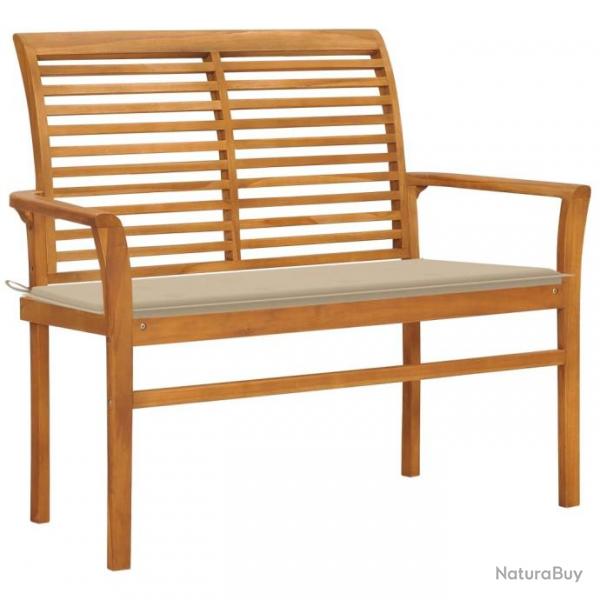 Banc de jardin avec coussin beige 112 cm Bois de teck massif 3062652