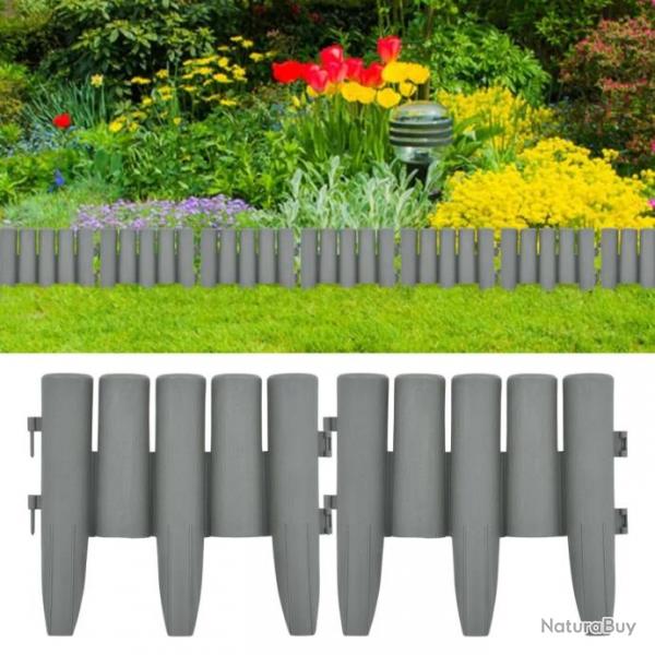 Bordures de pelouse 36 pcs Gris 10 m PP 48621