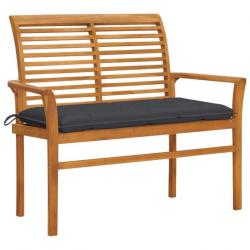 Banc de jardin et coussin anthracite 112 cm Bois de teck massif 3062664