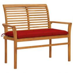 Banc de jardin avec coussin rouge 112 cm Bois de teck massif 3062670