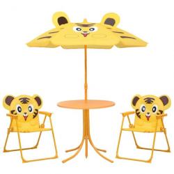 bistro avec parasol pour enfants 3 pcs Jaune 48100