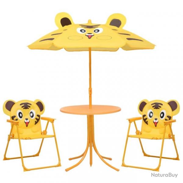 bistro avec parasol pour enfants 3 pcs Jaune 48100