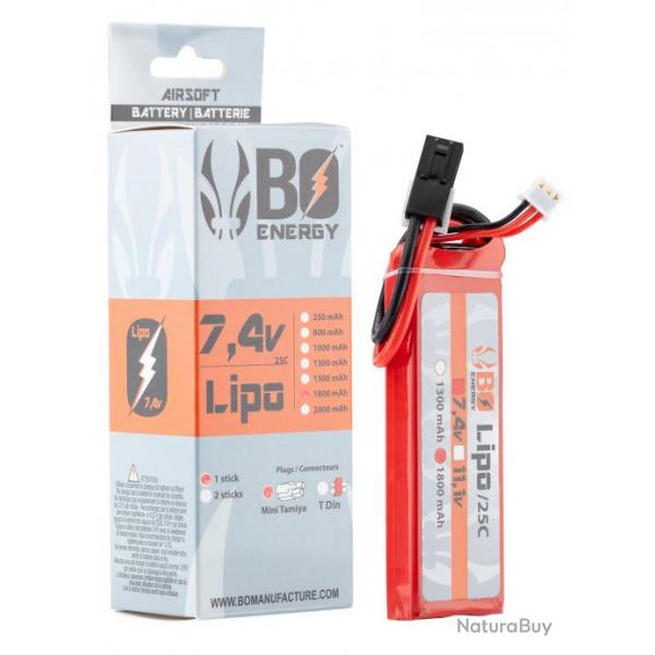 1 stick batterie Lipo 2S 7.4V 1800mAh 25C Mini TAMIYA