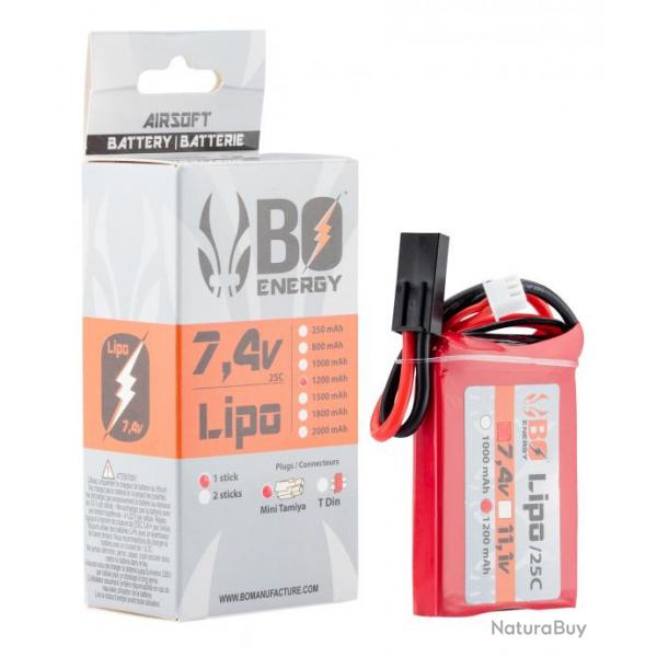 1 stick batterie Lipo 2S 7.4V 1200mAh 25C Peq Mini TAMIYA