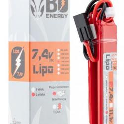 2 sticks batterie Lipo 2S 7.4V 1300mAh 25C Mini TAMIYA