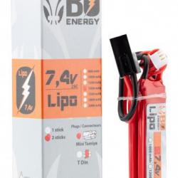 2 sticks batterie Lipo 2S 7.4V 1300mAh 25C T-DEAN 7.5x18x96mm