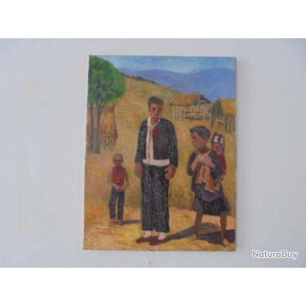 ANCIEN  TABLEAU PEINTURE A L'HUILE ESPAGNE OU AMRIQUE LATINE