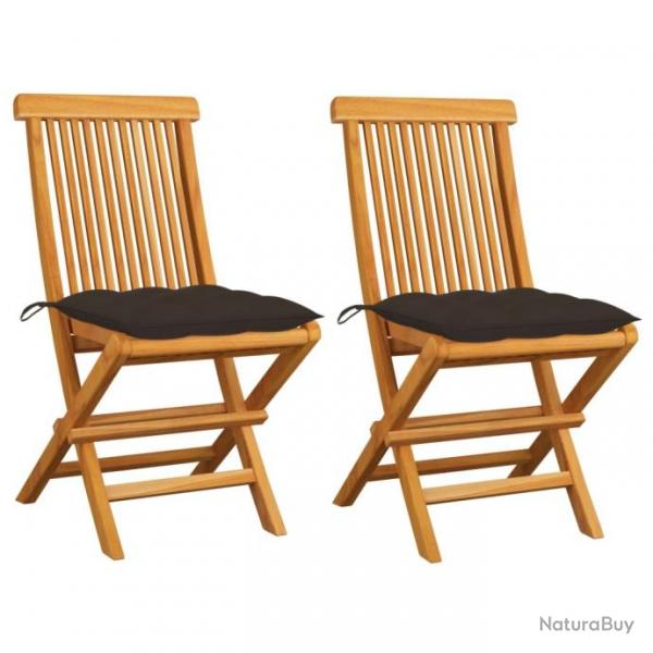 Chaises de jardin avec coussins taupe 2 pcs Bois de teck massif 3062483