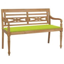 Banc de jardin Batavia avec coussin vert vif 120 cm Bois de teck massif 306216