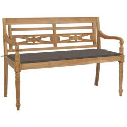 Banc de jardin Batavia avec coussin taupe 120 cm Bois de teck massif 3062162