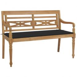 Banc de jardin Batavia avec coussin noir 120 cm Bois de teck massif 3062161