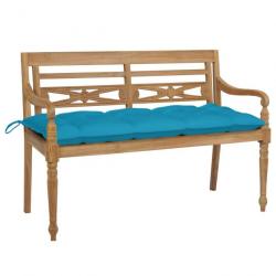 Banc de jardin Batavia avec coussin bleu clair 120 cm Bois de teck massif 3062