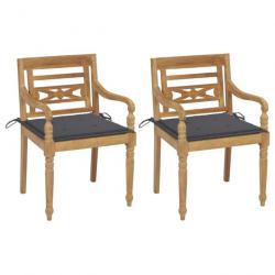 Chaises Batavia 2 pcs avec coussins anthracite Bois de teck 3062127