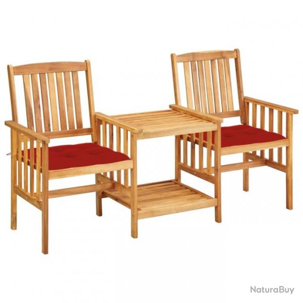 Chaises de jardin avec table  th et coussins Acacia solide 3061296