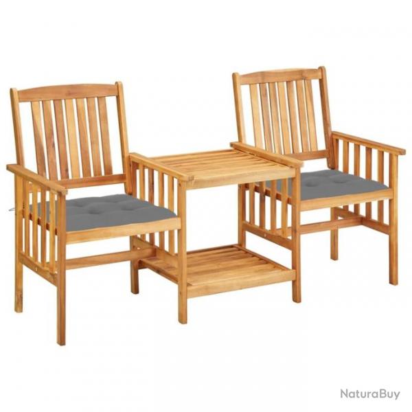 Chaises de jardin avec table  th et coussins Acacia solide 3061291