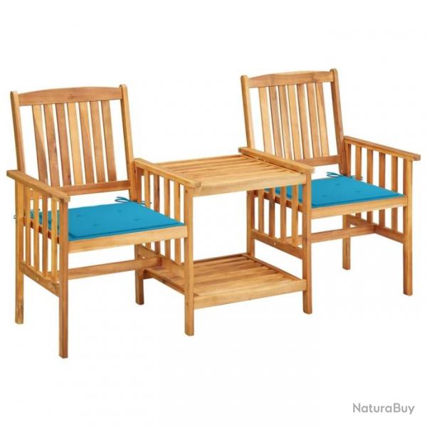 Chaises de jardin avec table  th et coussins Acacia solide 3061279