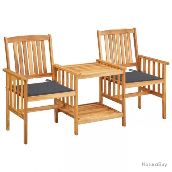 Chaises de jardin avec table  th et coussins Acacia solide 3061275