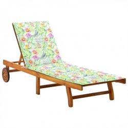Chaise longue de jardin avec coussin Bois d'acacia solide 3061356
