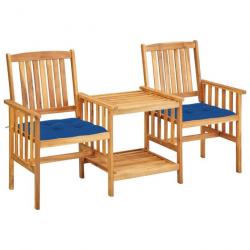 Chaises de jardin avec table à thé et coussins Acacia solide 3061300