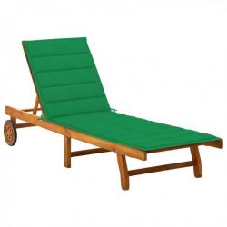 Chaise longue de jardin avec coussin Bois d'acacia solide 3061349