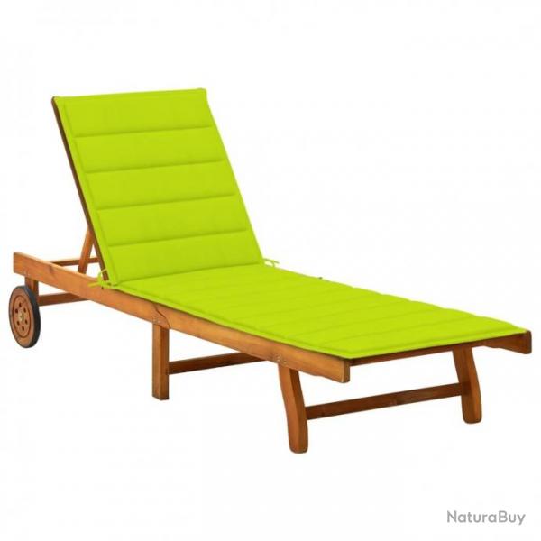 Chaise longue de jardin avec coussin Bois d'acacia solide 3061355