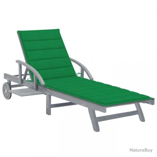 Chaise longue de jardin avec coussin Bois d'acacia solide 3061334