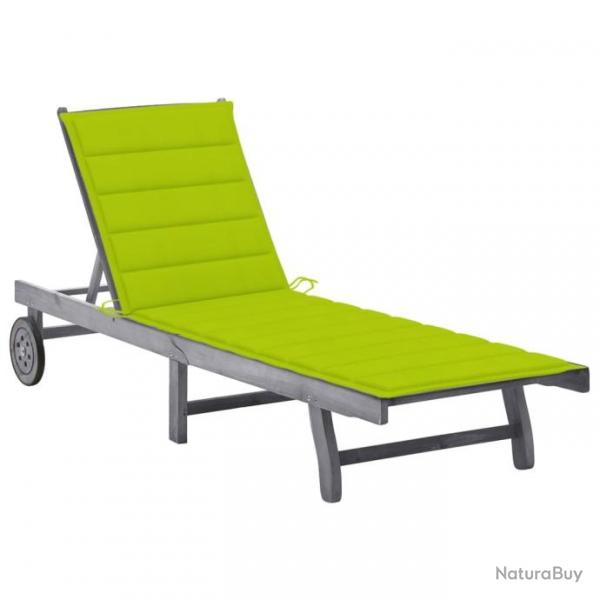 Chaise longue de jardin avec coussin Gris Bois d'acacia solide 3061370