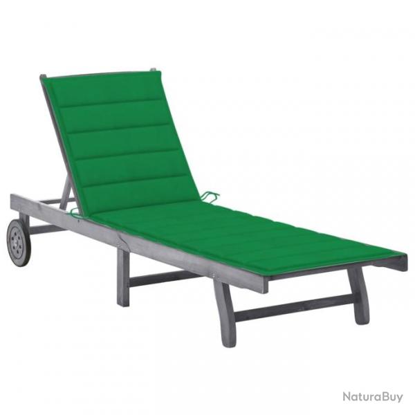 Chaise longue de jardin avec coussin Gris Bois d'acacia solide 3061364