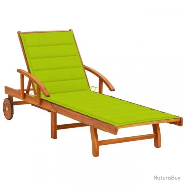 Chaise longue de jardin avec coussin Bois d'acacia solide 3061613