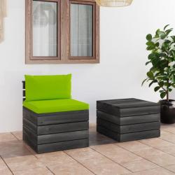 Salon palette de jardin 2 pcs avec coussins Bois de pin massif 3061670