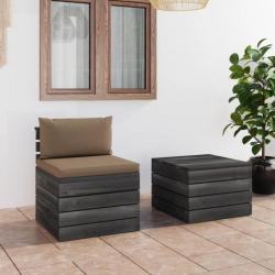 Salon palette de jardin 2 pcs avec coussins Bois de pin massif 3061667