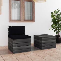 Salon palette de jardin 2 pcs avec coussins Bois de pin massif 3061666