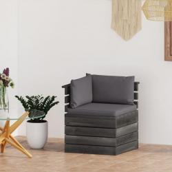 Canapé d'angle palette de jardin avec coussins Bois de pin 3061647