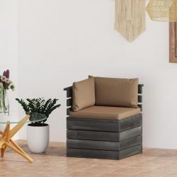 Canapé d'angle palette de jardin avec coussins Bois de pin