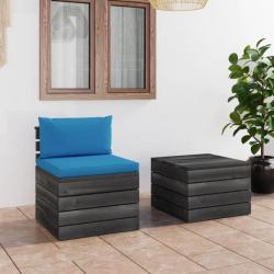 Salon palette de jardin 2 pcs avec coussins Bois de pin massif 3061663