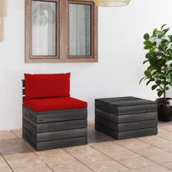 Salon palette de jardin 2 pcs avec coussins Bois de pin massif 3061665