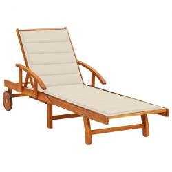 Chaise longue de jardin avec coussin Bois d'acacia solide 3061604