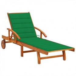 Chaise longue de jardin avec coussin Bois d'acacia solide 3061607