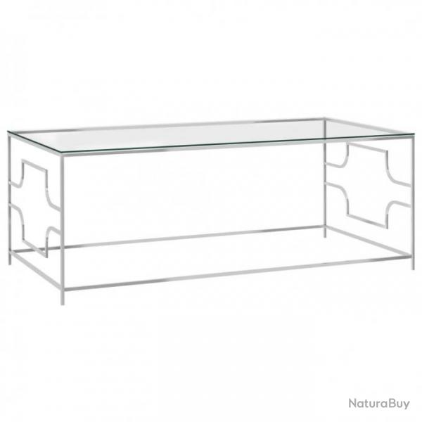 Table basse Argent 120x60x45 cm Acier inoxydable et verre 289029