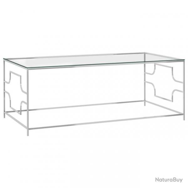 Table basse Argent 120x60x45 cm Acier inoxydable et verre 289029